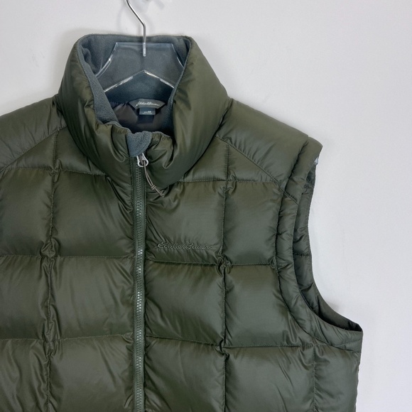 Eddie Bauer Men Goose Down Quilt Puffer Vest Full Zip Army Green Size Medium - Picture 3 of 16